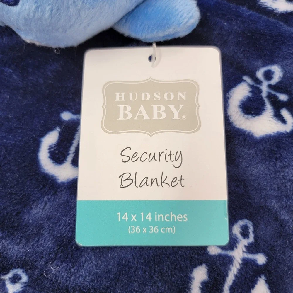 NWT HB Hudson Baby Whale Anchor Nautical Plush Navy Blue Lovey Security Blanket